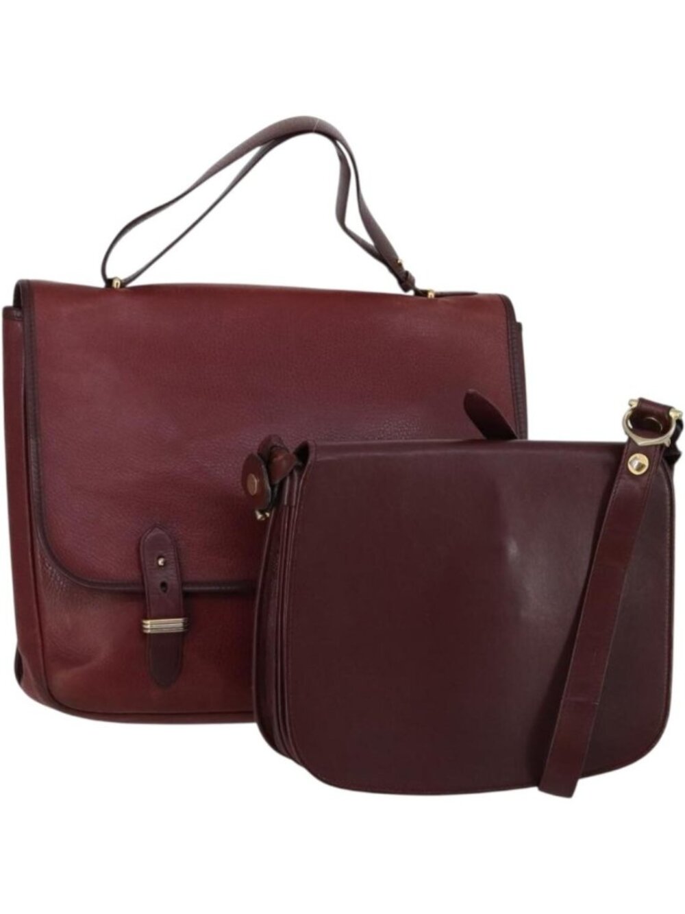 CARTIER Must Line Shoulder Bag Leather 2 Set Bordeaux